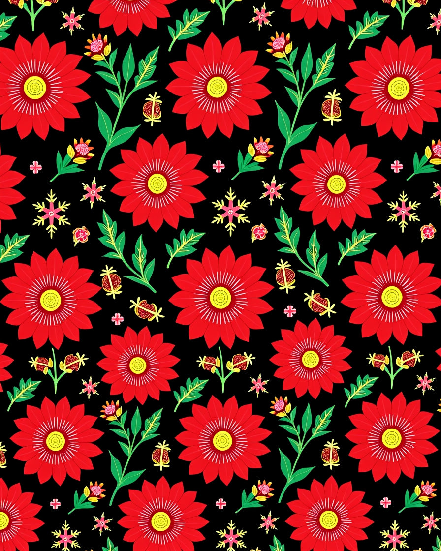 Bold Red Floral Medallion Garden Rug
