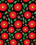 Bold Red Floral Medallion Garden Rug