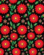Bold Red Floral Medallion Garden Rug