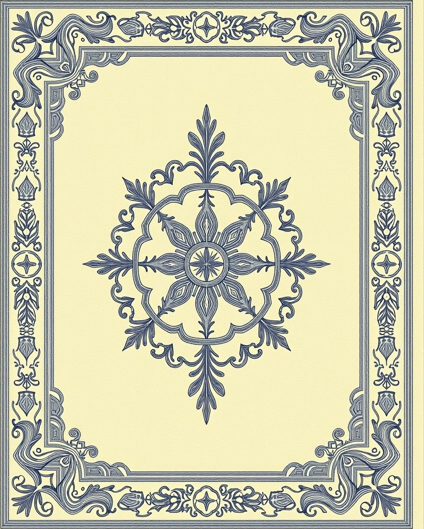 Indigo And Butterflower Centerpiece Rug