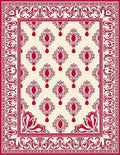 Crimson Medallion Bordered Cream Rug
