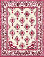 Crimson Medallion Bordered Cream Rug