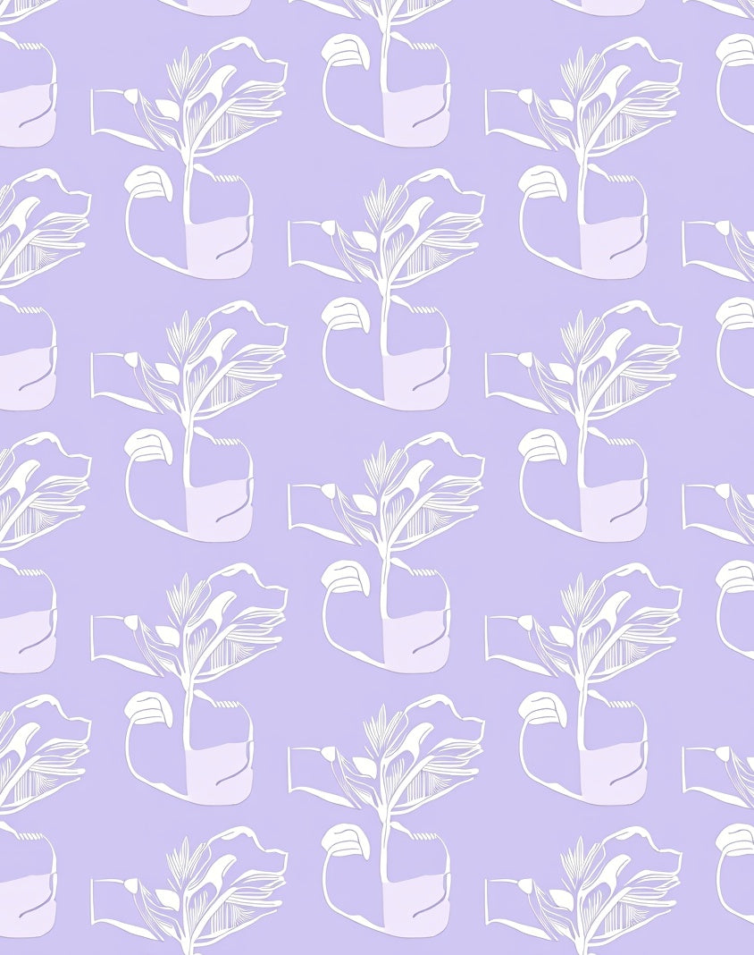 Pastel Purple Hand Holding Plant Rug