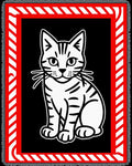 Bold White Cat Black Red Stripes Rug