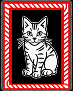 Bold White Cat Black Red Stripes Rug
