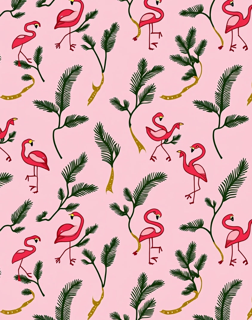 Pink Flamingo Tropical Leaf Art Rug