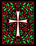 Floral Cross Red Green Black Icon Rug