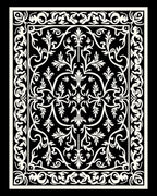 Black White Filigree Scrollwork medallion Rug