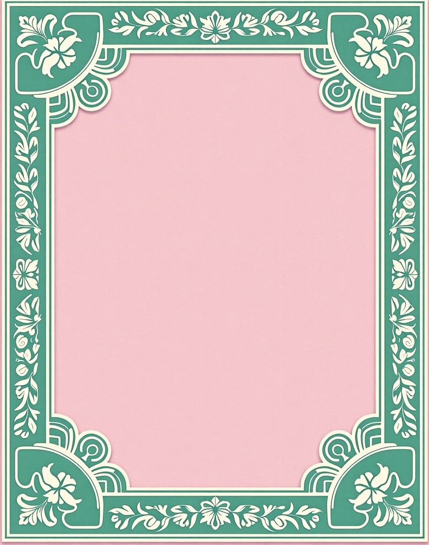 Teal Floral Medallion Pink Center Rug