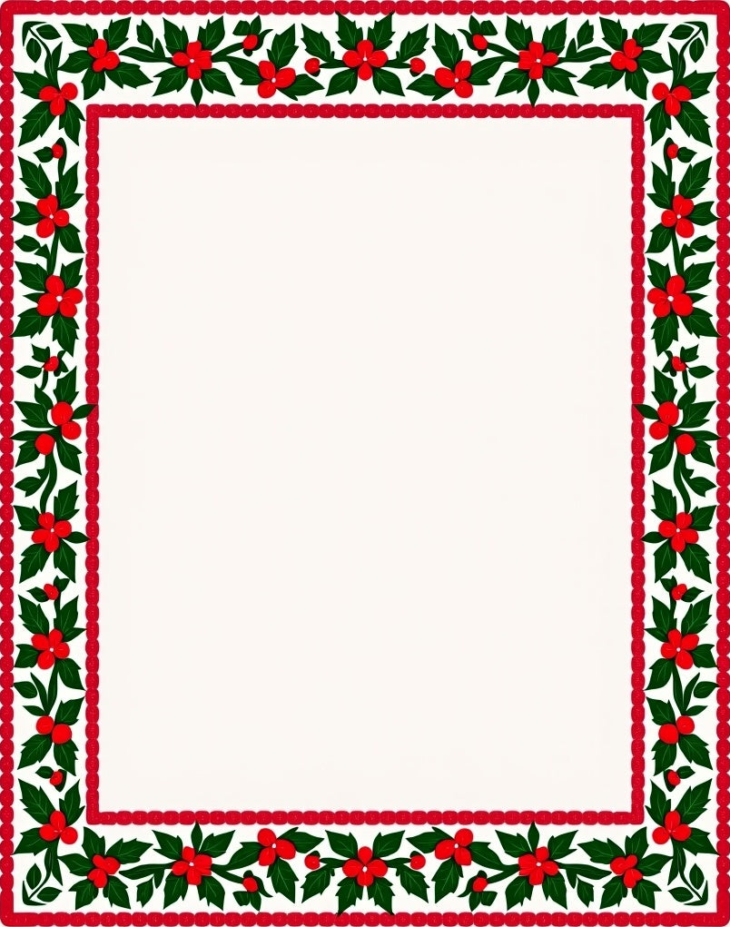 Red Green Holly Berry Border Rug