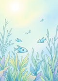 Cool Blue Ocean Fish and Kelp Rug