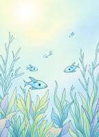 Cool Blue Ocean Fish and Kelp Rug