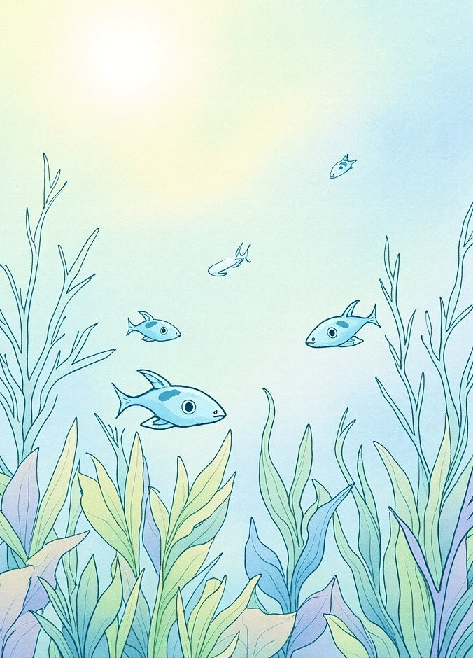 Cool Blue Ocean Fish and Kelp Rug