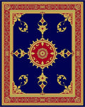 Royal Blue Red Gold Medallion Border Rug