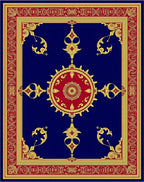 Royal Blue Red Gold Medallion Border Rug