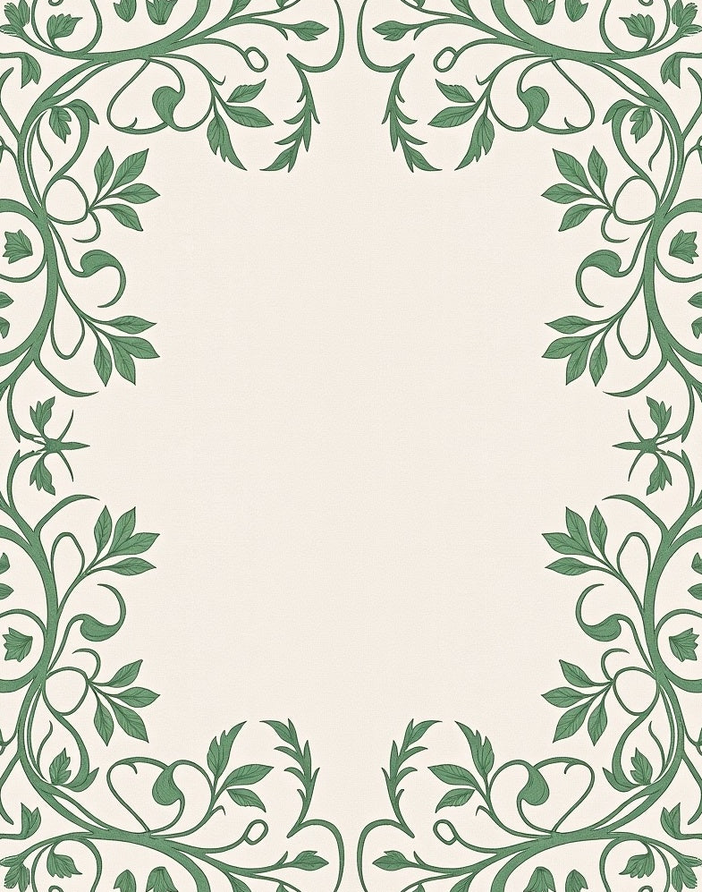 Elegant Green Vine Border Rug