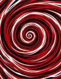 Bold Red White Swirl Concentric Rug