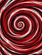 Bold Red White Swirl Concentric Rug