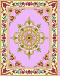 Ornate Pink Floral Gold Medallion Rug