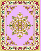 Ornate Pink Floral Gold Medallion Rug