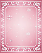 White Snowflake Pink Gradient Border Rug