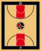 Red Black Court Wood Grain Rug
