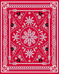 Red White Folk Snowflake Medallion Rug