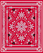 Red White Folk Snowflake Medallion Rug