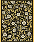 Cream and Gold Floral Vine Art Deco Rug