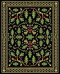 Ornate Black Evergreen Berry Garland Rug