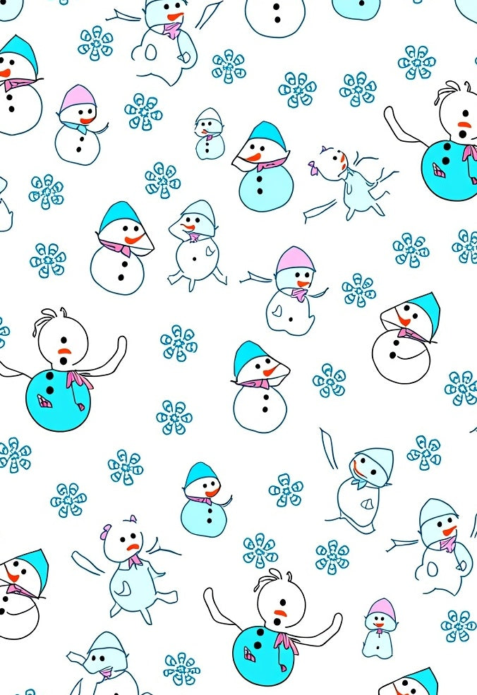 Cheerful Snowman Snowflakes Winter Collection Rug