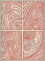 Crimson Swirl Wood Grain Panels Rug