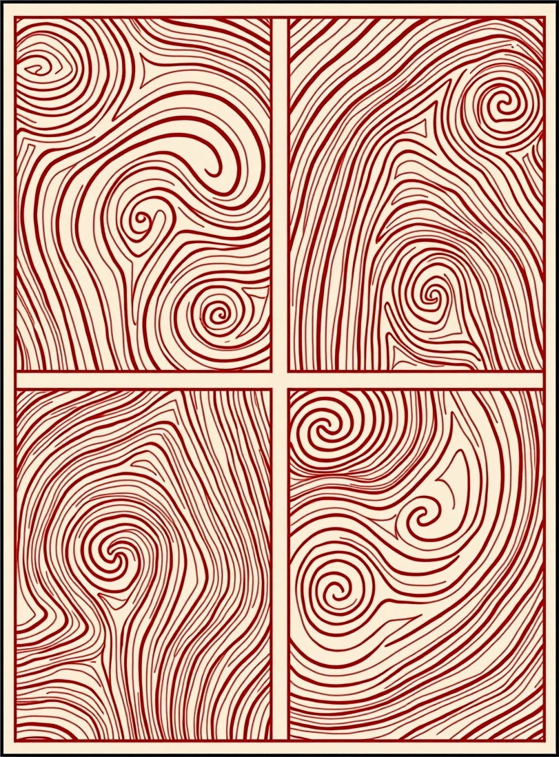 Crimson Swirl Wood Grain Panels Rug