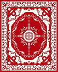 Red Cream Floral Medallion Border Rug