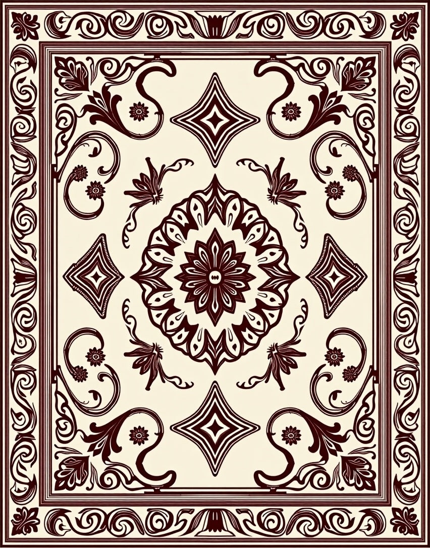 Dark Brown Classic Floral Medallion Rug