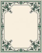 Green Floral Acanthus Border Rug