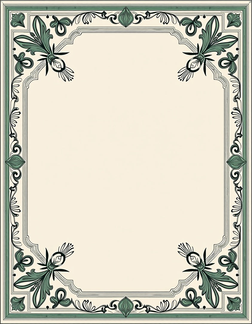 Green Floral Acanthus Border Rug