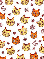 Whimsical Orange Cat Faces Snowflakes Rug