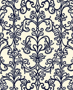 Navy Ivory Acanthus Flourish Ornament Rug