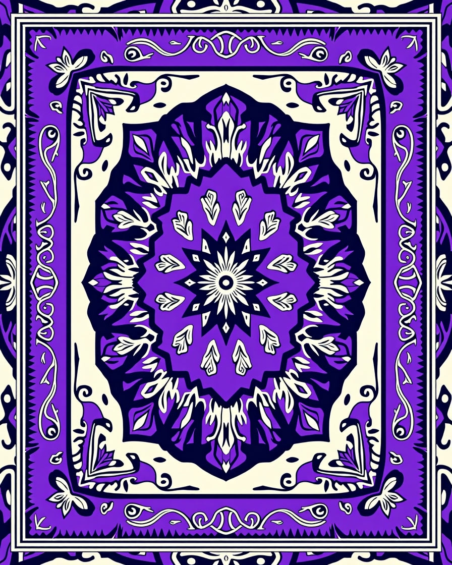 Bold Purple Floral Mandala Rug