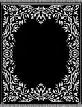 Elegant White Floral Border Black Rug