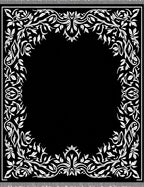 Elegant White Floral Border Black Rug