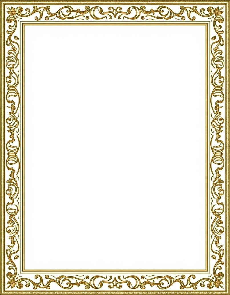 Regal Gold Filigree Scroll Frame Rug