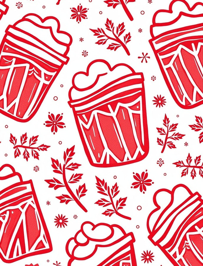 Bold Red Festive Drink Repeat Rug