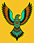 Bold Teal Orange Eagle Crest Rug