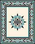 Light Beige Aqua Medallion Frame Rug