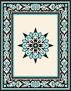 Light Beige Aqua Medallion Frame Rug
