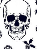Dark Skull Floral Outline Rug