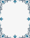 Ornate Deep Blue Floral Border Rug