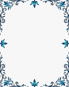 Ornate Deep Blue Floral Border Rug